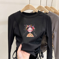 批发德绒女童不规则抽绳德绒打底衫秋<b class='q'>冬</b>儿童宝宝加厚内搭秋装上衣