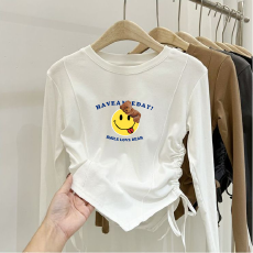 批发德绒女童不规则抽绳德绒打底衫秋<b class='q'>冬</b>儿童宝宝加厚内搭秋装上衣