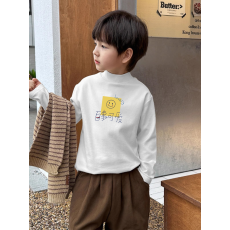 批发男童德绒半高领长袖T恤早秋新款街头潮流休闲儿童外穿打底衫
