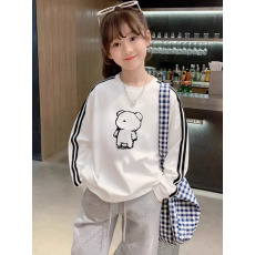 批发纯棉儿童<b class='q'>长袖</b><b class='q'>T</b><b class='q'>恤</b>秋季新款男女童潮牌三条杠百搭洋气上衣