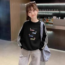 批发纯棉儿童<b class='q'>长袖</b><b class='q'>T</b><b class='q'>恤</b>秋季新款男女童潮牌三条杠百搭洋气上衣
