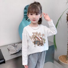 批发纯棉女童长袖T恤秋季新款韩版儿童洋气宝宝时髦百搭上衣