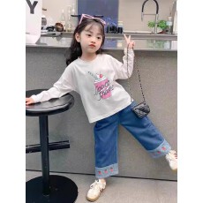 批发纯棉女童长袖T恤秋季新款韩版儿童洋气宝宝时髦百搭上衣