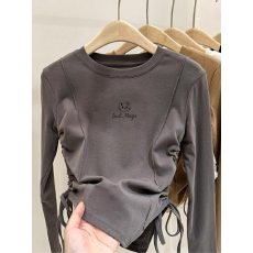 批发德绒女童不规则抽绳德绒打底衫秋冬儿童<b class='q'>宝宝</b>加厚内搭秋装上衣