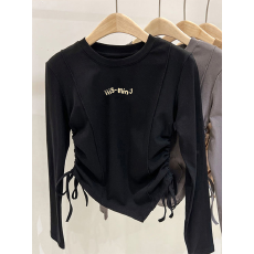 批发德绒女童不规则抽绳德绒打底衫秋冬儿童<b class='q'>宝宝</b>加厚内搭秋装上衣