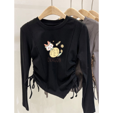 批发德绒女童不规则抽绳德绒打底衫秋冬儿童<b class='q'>宝宝</b>加厚内搭秋装上衣