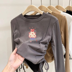 批发德绒女童不规则抽绳德绒打底衫秋冬儿童<b class='q'>宝宝</b>加厚内搭秋装上衣