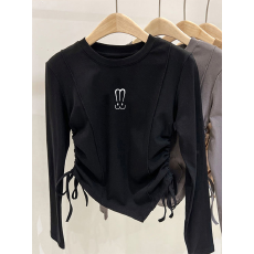 批发德绒女童不规则抽绳德绒打底衫秋冬儿童<b class='q'>宝宝</b>加厚内搭秋装上衣