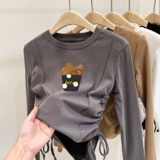 批发德绒女童不规则抽绳德绒打底衫秋冬儿童<b class='q'>宝宝</b>加厚内搭秋装上衣