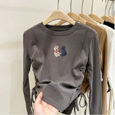 批发德绒女童不规则抽绳德绒打底衫秋冬儿童<b class='q'>宝宝</b>加厚内搭秋装上衣