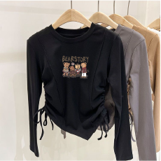 批发德绒女童不规则抽绳德绒打底衫秋冬儿童<b class='q'>宝宝</b>加厚内搭秋装上衣