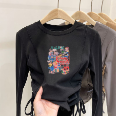 批发德绒女童不规则抽绳德绒打底衫秋冬儿童<b class='q'>宝宝</b>加厚内搭秋装上衣