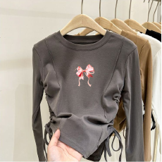 批发德绒女童不规则抽绳德绒打底衫秋冬儿童<b class='q'>宝宝</b>加厚内搭秋装上衣