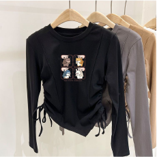 批发德绒女童不规则抽绳德绒打底衫秋冬儿童<b class='q'>宝宝</b>加厚内搭秋装上衣