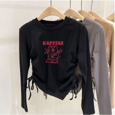 批发德绒女童不规则抽绳德绒打底衫秋冬儿童<b class='q'>宝宝</b>加厚内搭秋装上衣