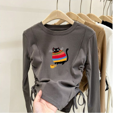 批发德绒女童不规则抽绳德绒打底衫秋冬儿童<b class='q'>宝宝</b>加厚内搭秋装上衣