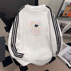 批发纯棉儿童<b class='q'>长袖</b><b class='q'>T</b><b class='q'>恤</b>秋季新款男女童潮牌三条杠百搭洋气上衣