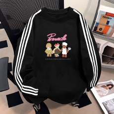 批发纯棉儿童<b class='q'>长袖</b><b class='q'>T</b><b class='q'>恤</b>秋季新款男女童潮牌三条杠百搭洋气上衣