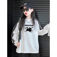 批发纯棉儿童<b class='q'>长袖</b><b class='q'>T</b><b class='q'>恤</b>秋季新款男女童潮牌三条杠百搭洋气上衣