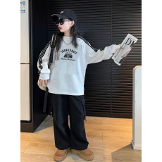 批发纯棉儿童<b class='q'>长袖</b><b class='q'>T</b><b class='q'>恤</b>秋季新款男女童潮牌三条杠百搭洋气上衣