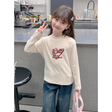 批发儿童半高领德绒<b class='q'>打底衫</b>秋冬内搭<b class='q'>女童</b>装长袖T恤秋冬百搭洋气上衣
