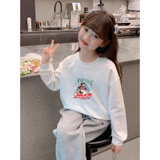 批发纯棉 带螺纹袖口女童长袖T恤秋装新款儿童洋气圆领百搭t恤