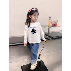 批发纯棉女童<b class='q'>长</b>袖T恤秋季新款韩版儿童洋气<b class='q'>宝宝</b>时髦百搭上衣