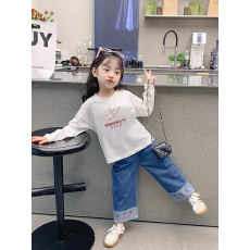批发纯棉女童<b class='q'>长</b>袖T恤秋季新款韩版儿童洋气<b class='q'>宝宝</b>时髦百搭上衣