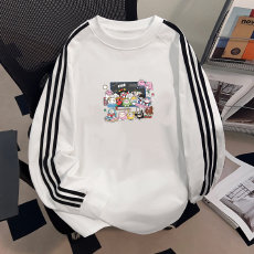 批发纯棉儿童<b class='q'>长袖</b><b class='q'>T</b><b class='q'>恤</b>秋季新款男女童潮牌三条杠百搭洋气上衣