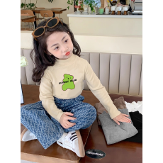 批发儿童半高领德绒打底衫秋冬内搭女<b class='q'>童装</b>长袖T恤秋冬百搭洋气上衣