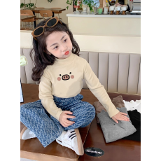批发儿童半高领德绒打底衫秋冬内搭女<b class='q'>童装</b>长袖T恤秋冬百搭洋气上衣