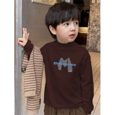 批发男童德绒半高领长袖<b class='q'>T</b><b class='q'>恤</b>早秋新款街头潮流休闲儿童外穿打底衫