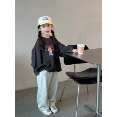 批发纯棉 带螺纹袖口女童长袖T恤秋装新款儿童洋气圆领百搭t恤