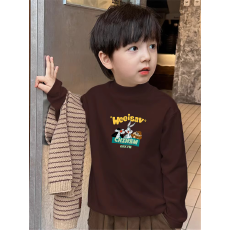 批发男童德绒半高领长袖T恤秋新款街头潮流休闲儿童外穿打底衫