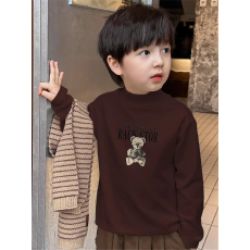 批发男童德绒半高领长袖T恤秋新款街头潮流休闲儿童外穿打底衫