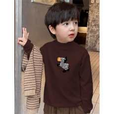 批发男童德绒半高领长袖T恤秋新款街头潮流休闲儿童外穿打底衫