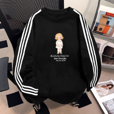 批发纯棉儿童长袖T恤秋季新款男女童潮牌三条杠百搭洋气上衣