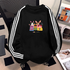 批发纯棉儿童长袖T恤秋季新款男女童潮牌三条杠百搭洋气上衣