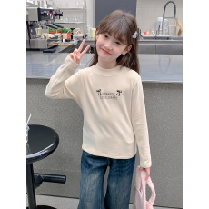 批发儿童半高领德绒打底衫秋冬内搭女童装长袖T恤秋冬百搭洋气上衣