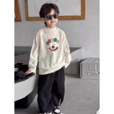 批发男童德绒半高领长袖T恤秋新款街头潮流休闲儿童外穿打底衫