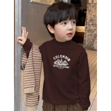 批发男童德绒半高领长袖T恤秋新款街头潮流休闲儿童外穿打底衫