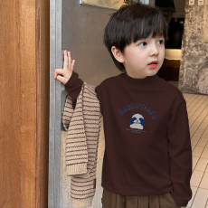 批发<b class='q'>男童</b>德绒<b class='q'>半高领</b><b class='q'>长袖</b>T恤秋新款街头潮流休闲儿童外穿打底衫