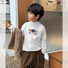 批发<b class='q'>男童</b>德绒<b class='q'>半高领</b><b class='q'>长袖</b>T恤秋新款街头潮流休闲儿童外穿打底衫