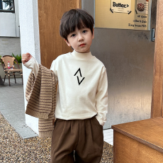 批发<b class='q'>男童</b>德绒<b class='q'>半高领</b><b class='q'>长袖</b>T恤秋新款街头潮流休闲儿童外穿打底衫