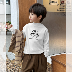批发<b class='q'>男童</b>德绒<b class='q'>半高领</b><b class='q'>长袖</b>T恤秋新款街头潮流休闲儿童外穿打底衫