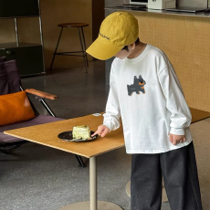 批发纯棉 带螺纹袖口<b class='q'>男童</b><b class='q'>长袖</b>T恤春秋装新款儿童时尚圆领百搭t恤