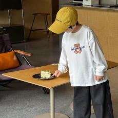 批发纯棉 带螺纹袖口<b class='q'>男童</b><b class='q'>长袖</b>T恤春秋装新款儿童时尚圆领百搭t恤