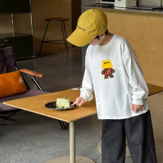 批发纯棉 带螺纹袖口<b class='q'>男童</b><b class='q'>长袖</b>T恤春秋装新款儿童时尚圆领百搭t恤