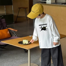 批发纯棉 带螺纹袖口<b class='q'>男童</b><b class='q'>长袖</b>T恤春秋装新款儿童时尚圆领百搭t恤