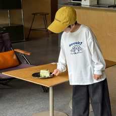 批发纯棉 带螺纹袖口<b class='q'>男童</b><b class='q'>长袖</b>T恤春秋装新款儿童时尚圆领百搭t恤